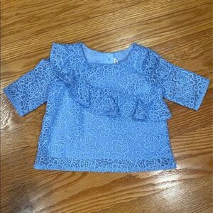 Janie and Jack Baby Girl Blue Lace Top